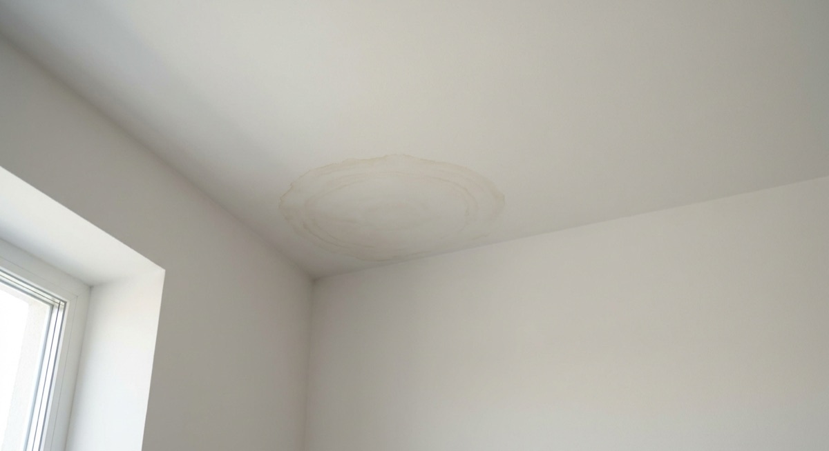 Water stain on an interior ceiling from a roof leak